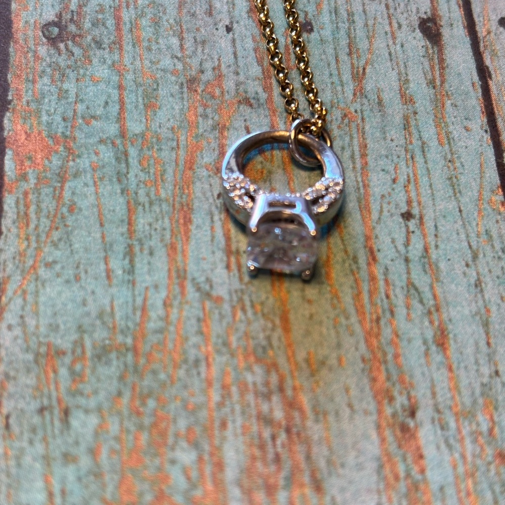 Juicy Couture Gold & Silver Necklace with faux mini diamond ring 💍 charm - Picture 6 of 6